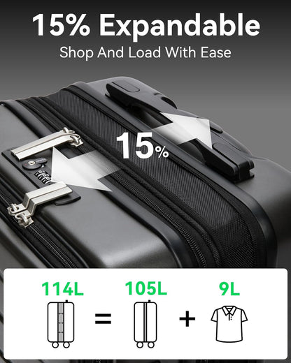 LUGGEX Expandable Luggage Set | with Laptop & USB Port (20/28)