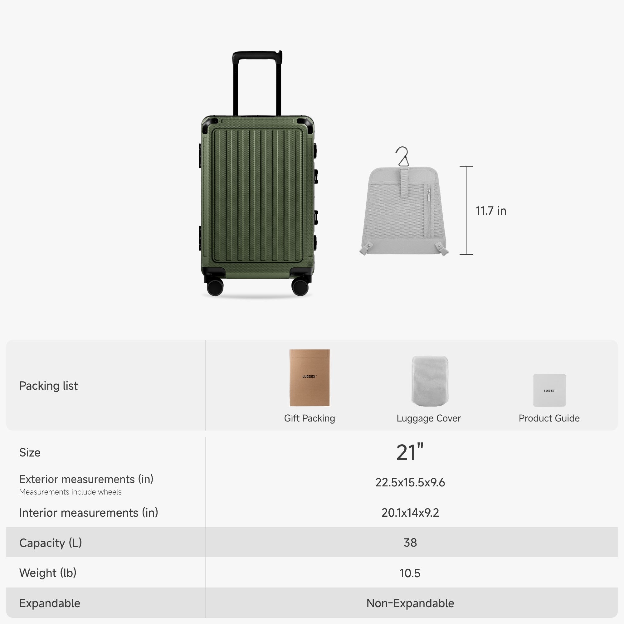 LUGGEX ZX All-in-One Bigger Carry-On with Laptop Pocket