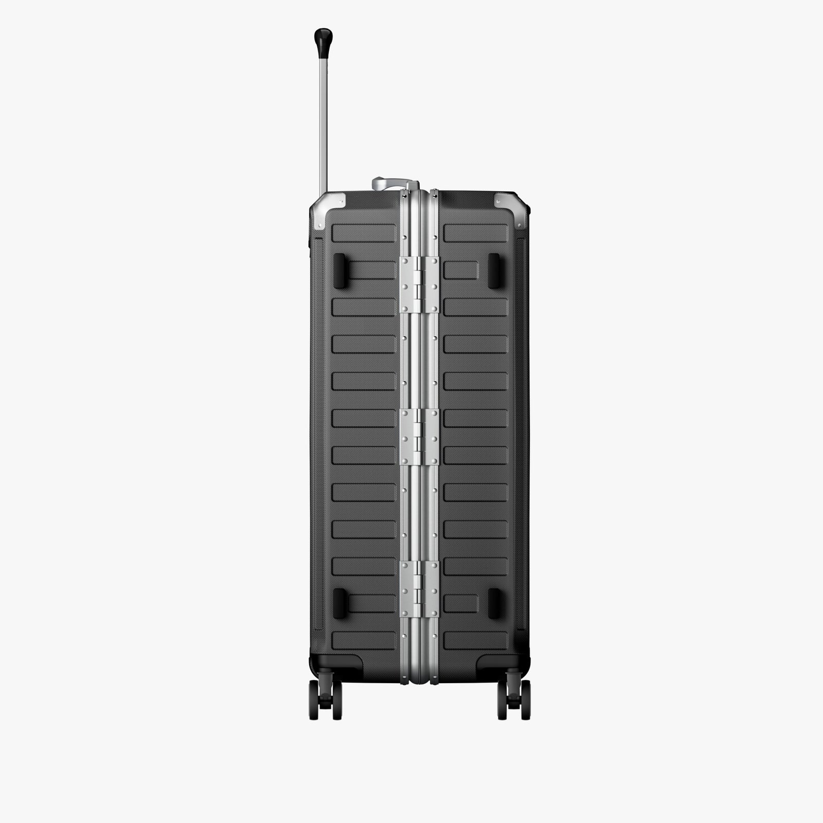 LUGGEX Zipperless aluminum 28-inch check-in luggage with a 4-stage adjustable handle, reinforced corners, dual TSA-approved locks, removable privacy divider, and shock-absorbing spinner wheels. 