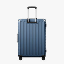 LUGGEX Zipperless aluminum 28-inch check-in luggage with a 4-stage adjustable handle, reinforced corners, dual TSA-approved locks, removable privacy divider, and shock-absorbing spinner wheels. 
