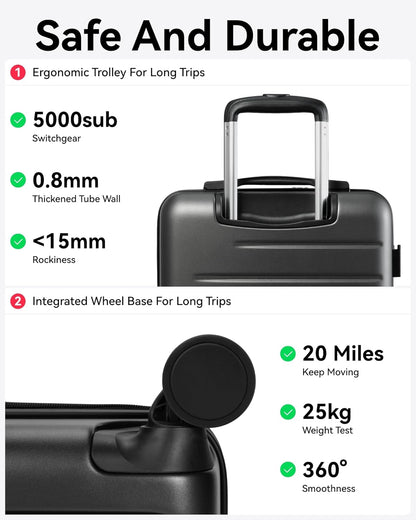 LUGGEX Expandable Luggage Set | with Laptop & USB Port (20/28)