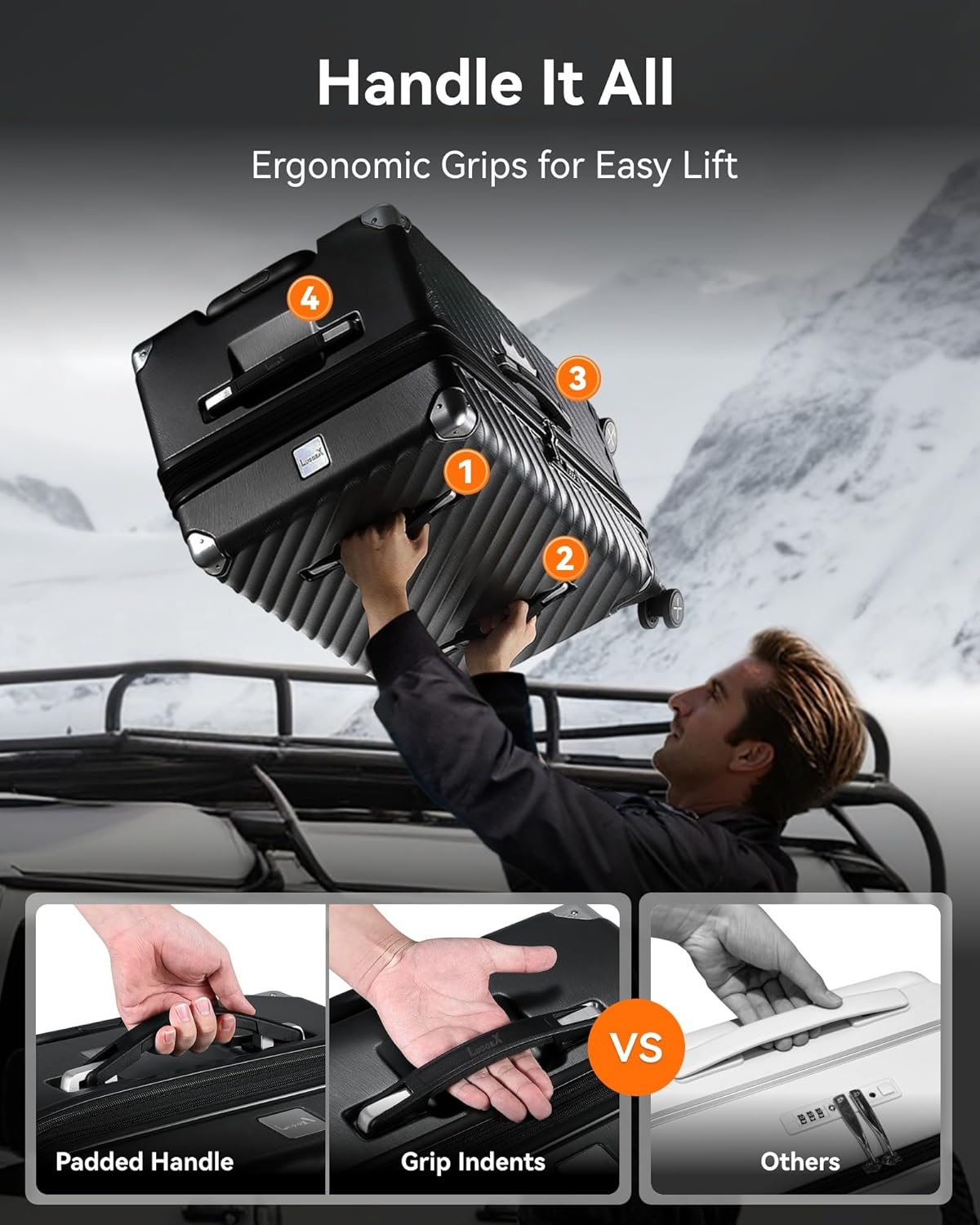 Ergonomic luggage grips for easy lifting checked bags during travel. Secure, durable handles with airport-friendly design for hassle-free journeys.
