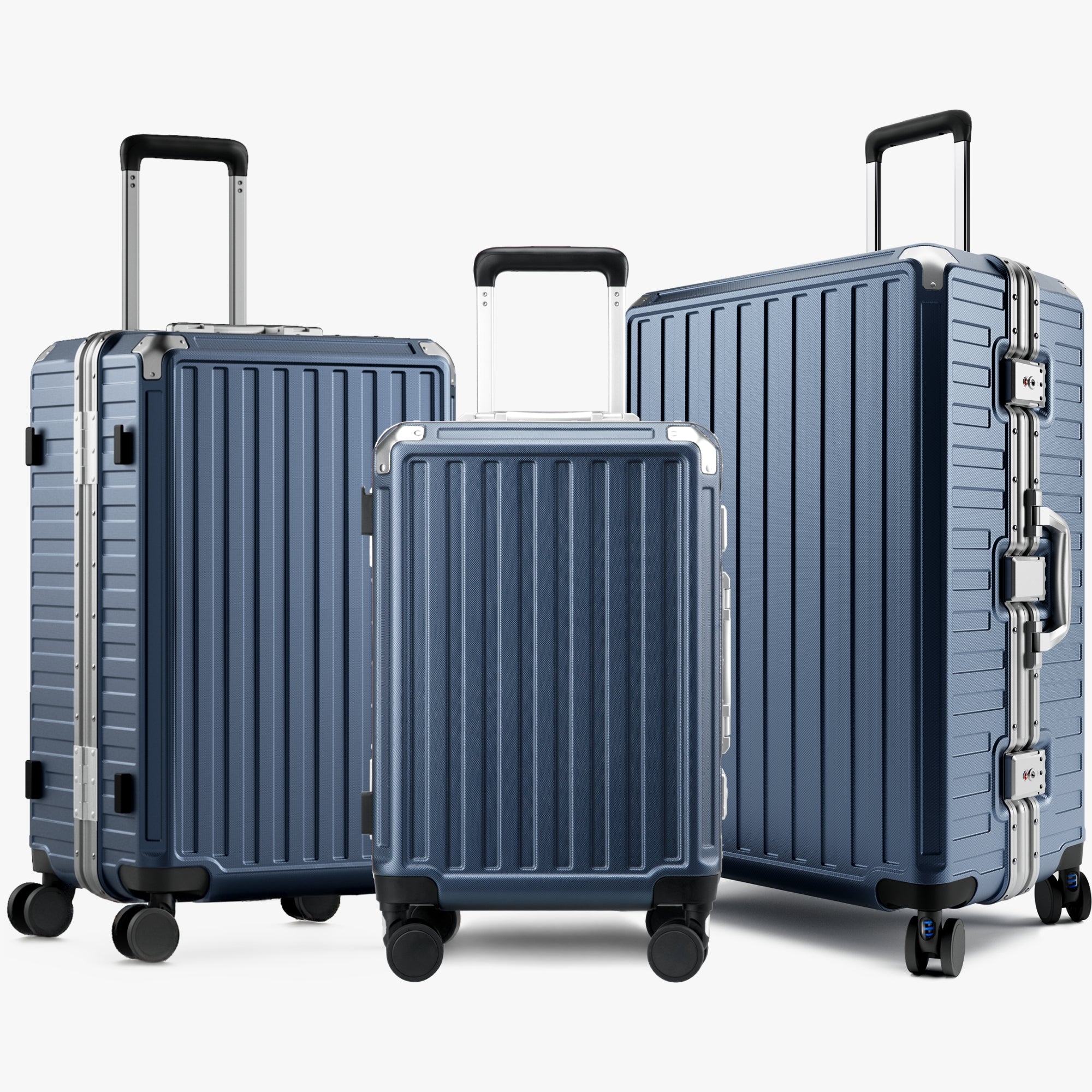 ZX Family Set | 3-Piece Zipperless Aluminum Luggage (20'' / 24'' / 28'') Blue Zipperless 8010S_2048_1x_1cba4753-ccd3-441a-8585-16d614bbeb1c