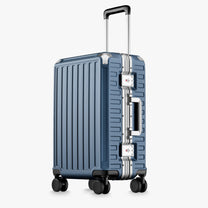 100% polycarbonate hard shell, and reinforced aluminum frame for durable protection and long-term travel use. #LUGGEX 20-inch aluminum-frame zipperless carry-on suitcase with 100% polycarbonate hard shell, TSA-approved locks, and smooth spinner wheels for durable, secure travel.  "Cabin-Ready · 1–4 Days"#color_blue
#show