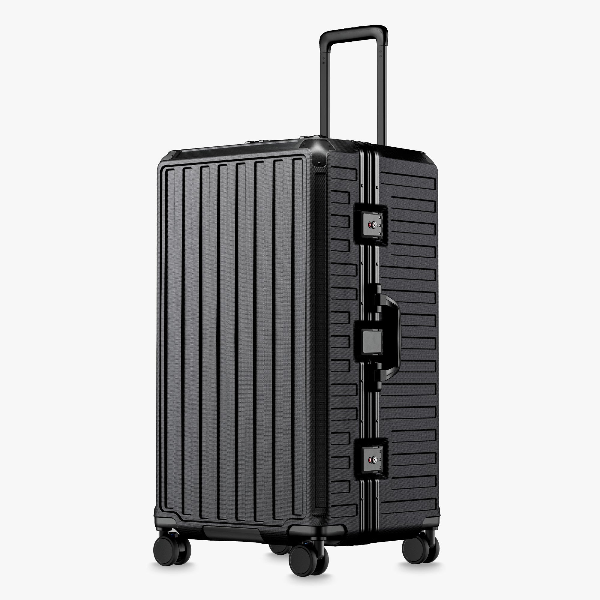 100% polycarbonate hard shell, and reinforced aluminum frame for durable protection and long-term travel use. #3:7 Trunk Structure for Deep Packing
The LUGGEX zipperless aluminum-frame 30-inch check-in suitcase with 100% polycarbonate hard shell, concentrates most of its capacity on the deeper main side, making bulky items easier to pack for extended trips.
#color_black #show 