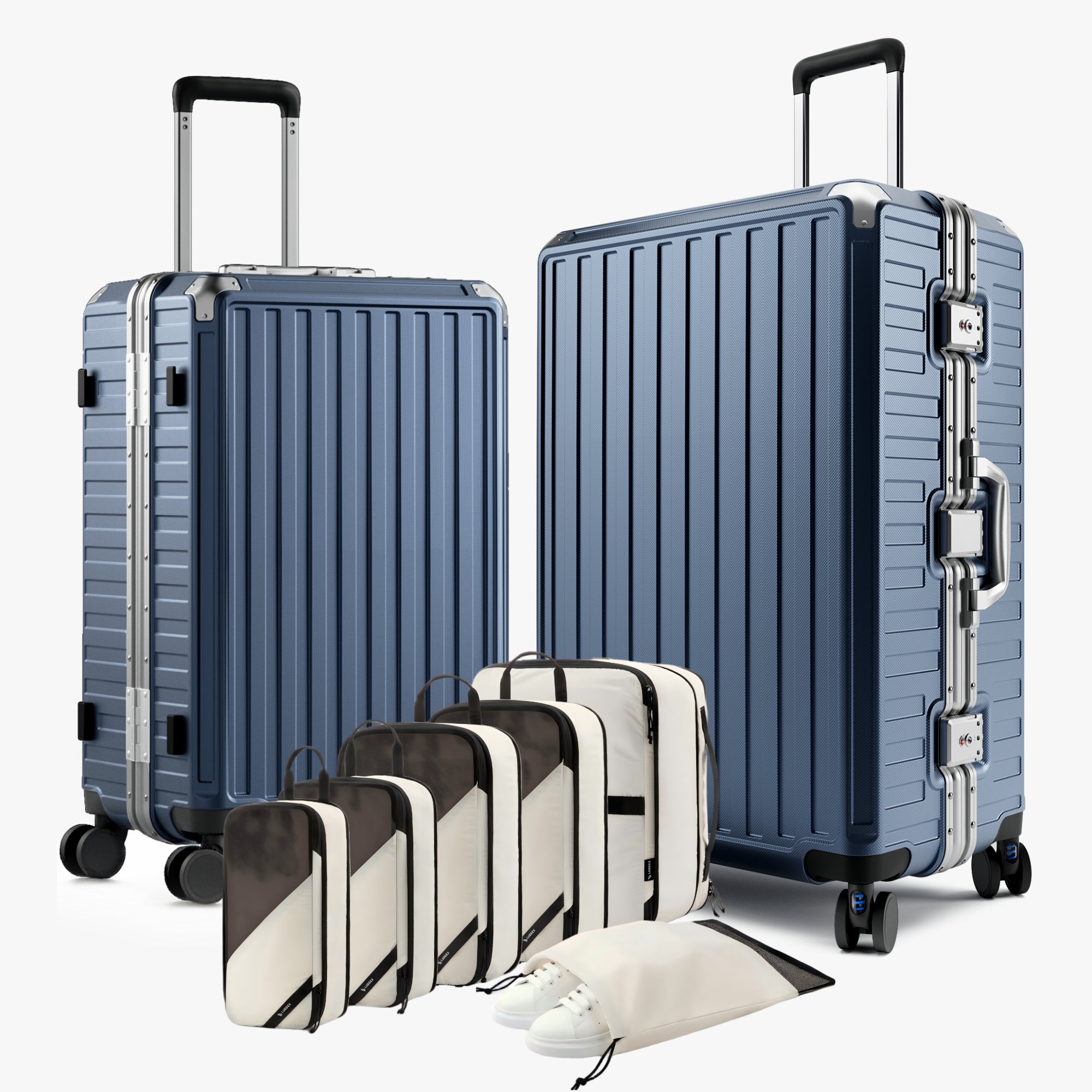 ZX Dual Check-In Set | 24''+28'' Zipperless Luggage + 6-Pack Organizers Blue Luggage Sets 8010S_28In_1x_8c0559b4-7f2b-4b1e-be0b-410a9105ae0b