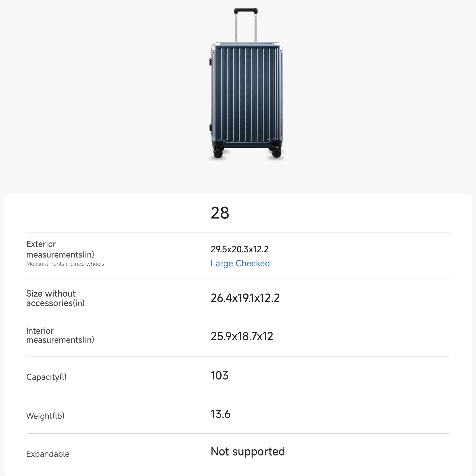 Luggex Zipperless Check-In Large Luggage | 28-Inch Aluminum Frame