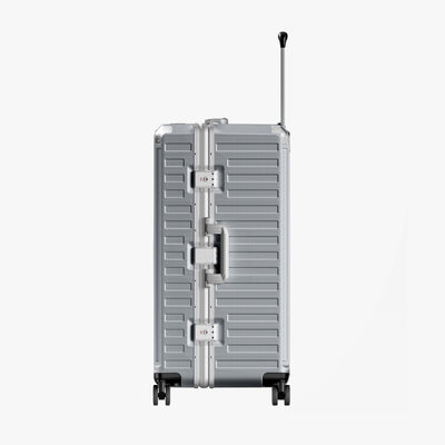 100% polycarbonate hard shell, and reinforced aluminum frame for durable protection and long-term travel use. #3:7 Trunk Structure for Deep Packing
The LUGGEX zipperless aluminum-frame 30-inch check-in suitcase with 100% polycarbonate hard shell, concentrates most of its capacity on the deeper main side, making bulky items easier to pack for extended trips.
#color_sliver_grey#show 