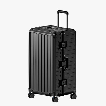 The LUGGEX zipperless aluminum-frame 30-inch check-in suitcase uses a 3:7 trunk structure to concentrate capacity on the deeper main side, making bulky items easier to pack for long trips. #show