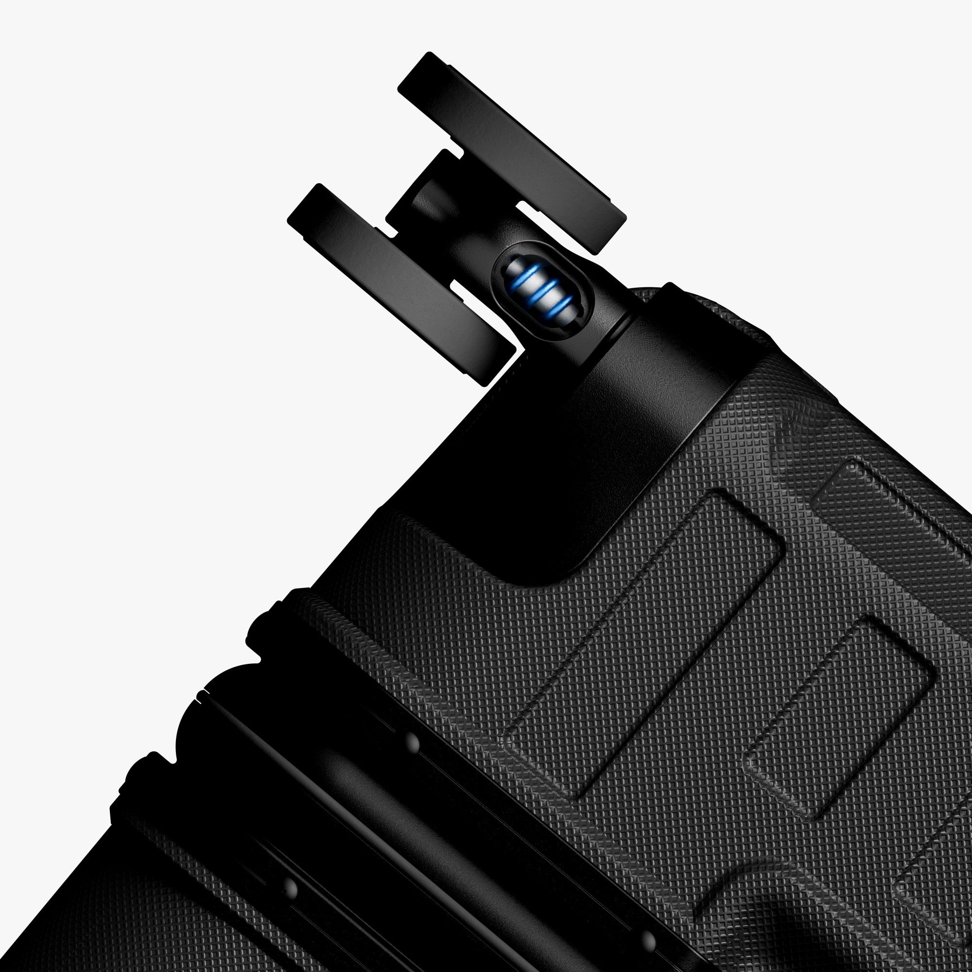 Engineered to absorb impact and roll smoothly under heavy loads across airports, sidewalks, and uneven surfaces. # Close-up of LUGGEX shock-absorbing 360-degree spinner wheels on a 30-inch trunk-style suitca #show