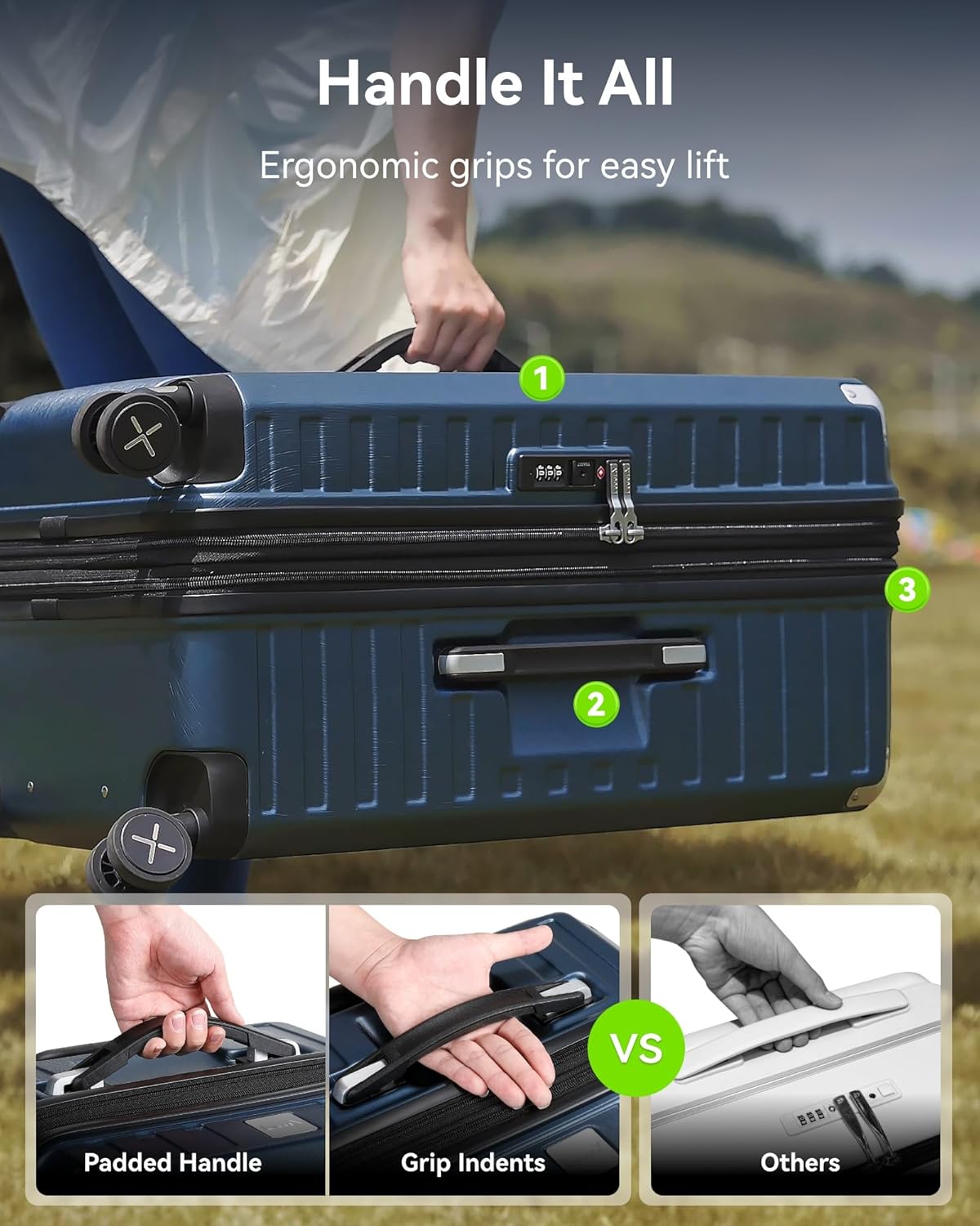Aluminum Checked Luggage with Ergonomic Grips for Easy Lift | Durable Lightweight Travel Suitcase Design
#color_blue