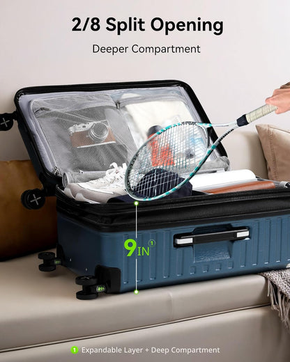 Aluminum Checked Luggage with Enlarged Travel Compartment for Well-Organized Trips
