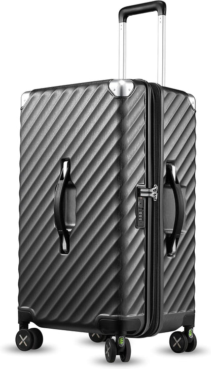 Durable 100% Polycarbonate Hard Checked Luggage with Aluminum Elements - Stylish, Quality Travel Bags for Fashion-Forward Journeys.
