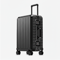 100% polycarbonate hard shell, and reinforced aluminum frame for durable protection and long-term travel use. #LUGGEX 21-inch zipperless bigger carry-on suitcase with aluminum frame and 100% polycarbonate hard shell, TSA locks, and smooth spinner wheels for durable, lightweight travel. 

#color_black #show