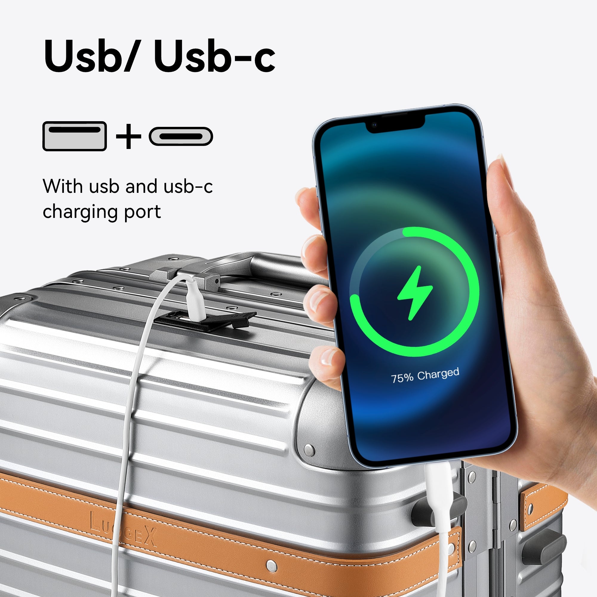 LUGGEX Aluminum Carry-On | Vintage Meets Tech, Zipperless & USB Charging Zipperless AV-GT20-_-1_2x_40402c74-bc1c-4981-a6fc-1ea396a6f237