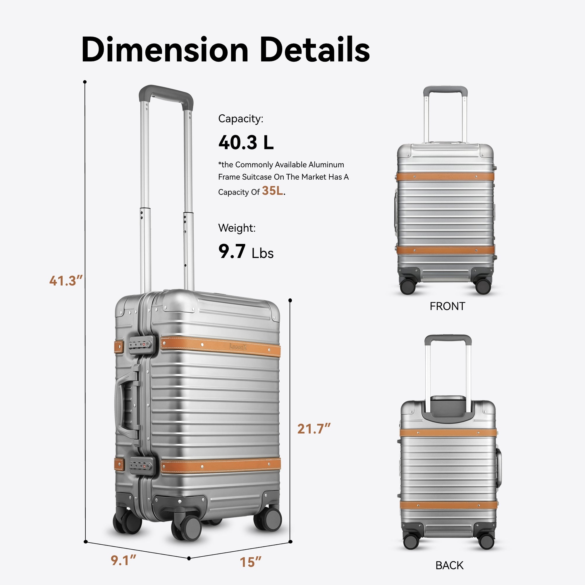 LUGGEX Aluminum Carry-On | Vintage Meets Tech, Zipperless & USB Charging Zipperless AV-GT20-_-6_2x_459ab8cb-a9ac-44ce-8f73-333a4016b765