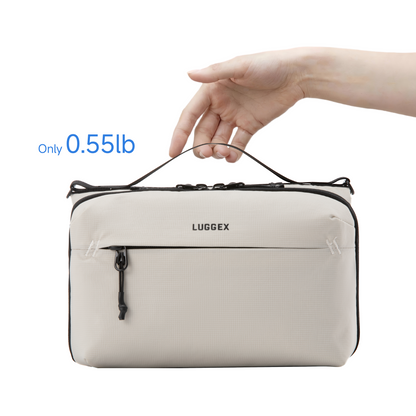 LUGGEX lightweight convertible crossbody organizer bag held by hand, 0.55 lb   #coloe_beige