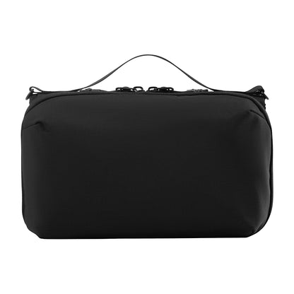 LUGGEX convertible crossbody organizer bag back view with smooth padded exterior #color_black #show