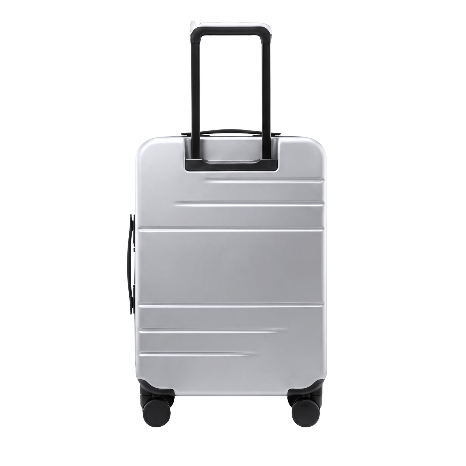LUGGEX FLA front open carry-on suitcase with reinforced side foot pads and rivet-free aluminum frame—designed to protect the shell when placed on its side.

