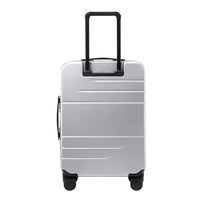LUGGEX FLA front open carry-on suitcase with reinforced side foot pads and rivet-free aluminum frame—designed to protect the shell when placed on its side.


