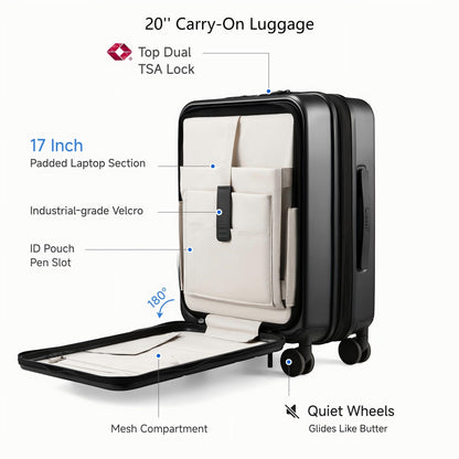 Luggex FLO5 | Front Opening Luggage Set｜20/28 Inch Charcoal Metallic FLO5-20in-_-3_1x_1_1