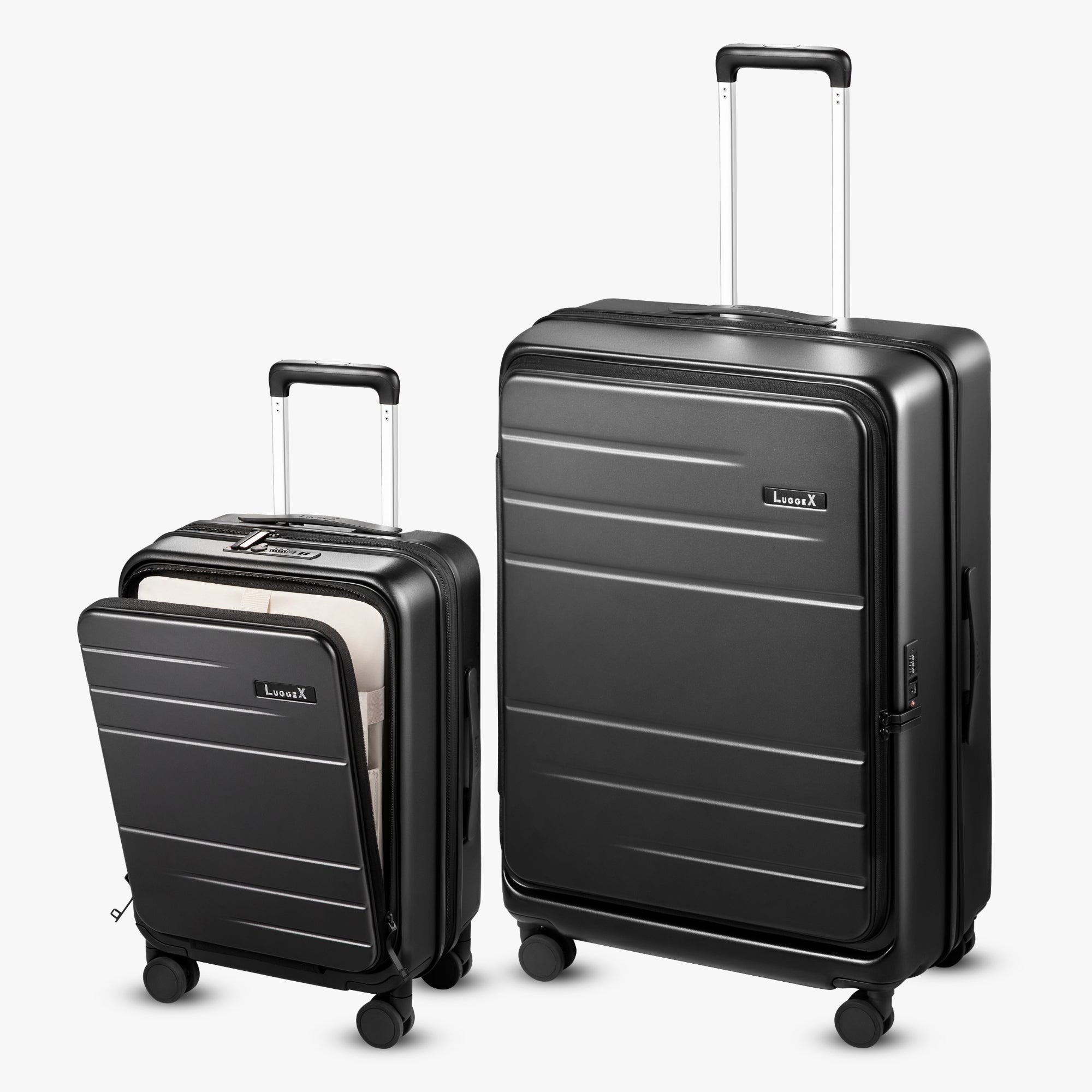 Luggex FLO5 | Front Opening Luggage Set｜20/28 Inch Charcoal Metallic FLO5-_-20_28IN_1x_009ce02c-29ba-4d52-93ca-66d56f8fc631