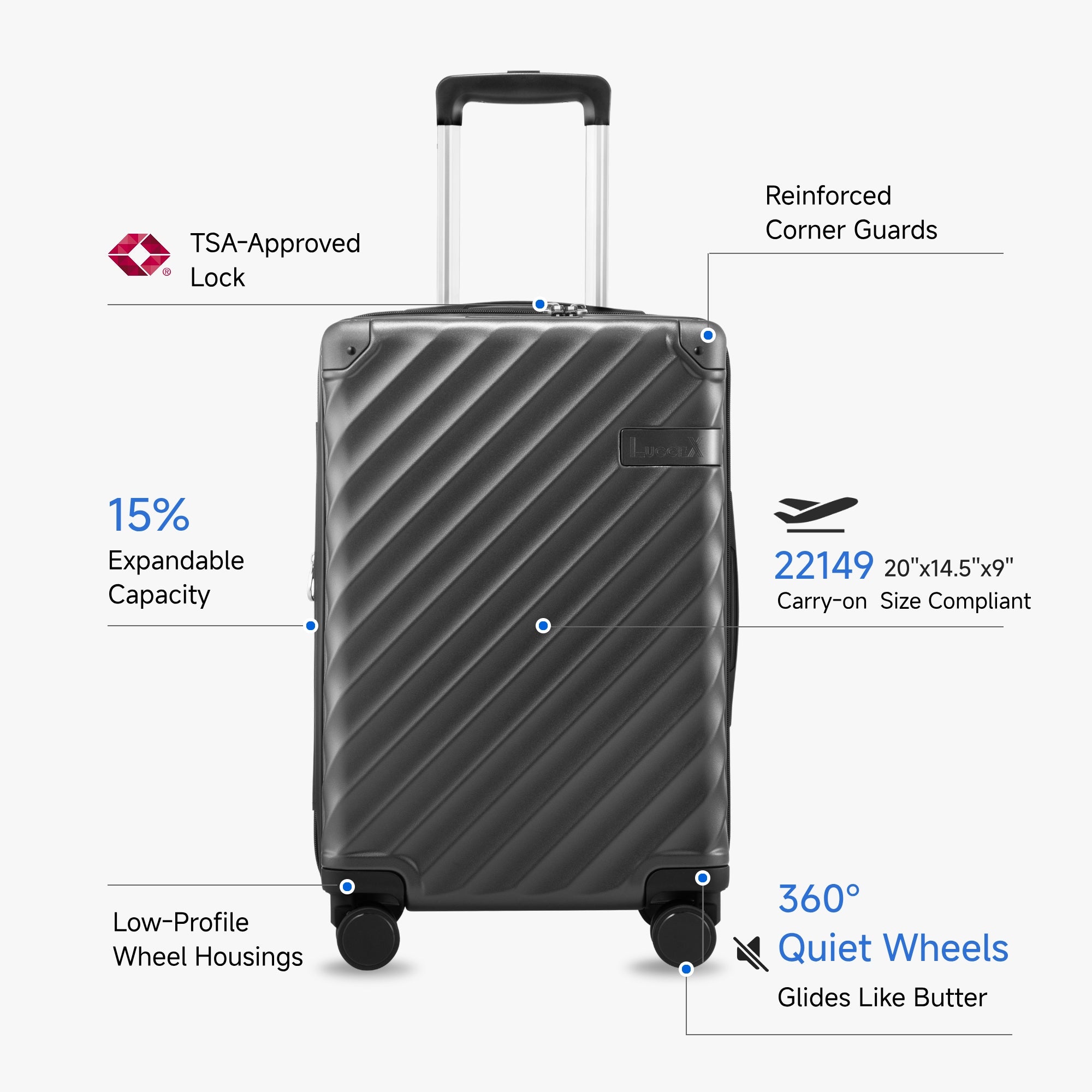 Carry-on luggage 20'' #color_charcoal #show