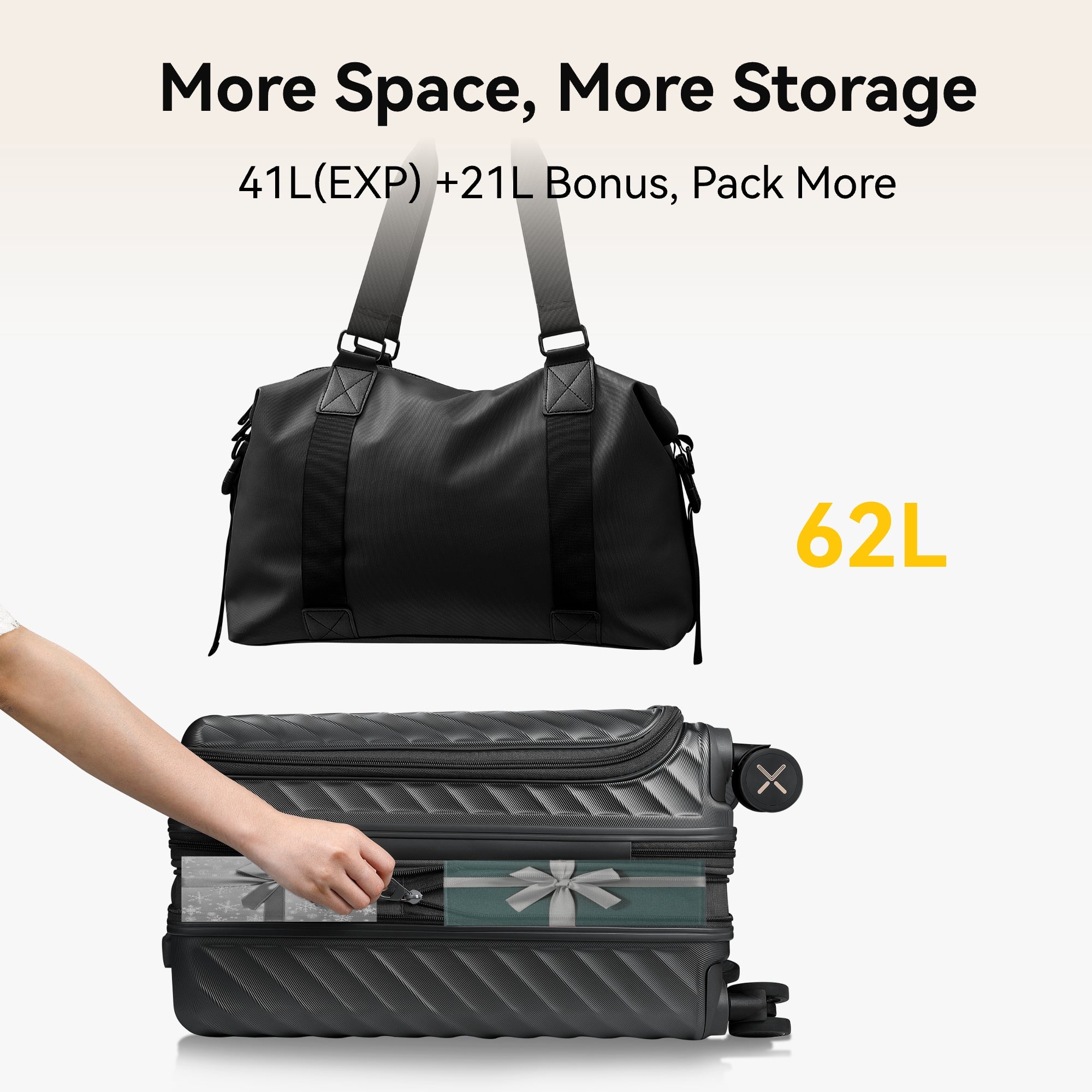 Front-open carry-on luggage size #charcoal #show