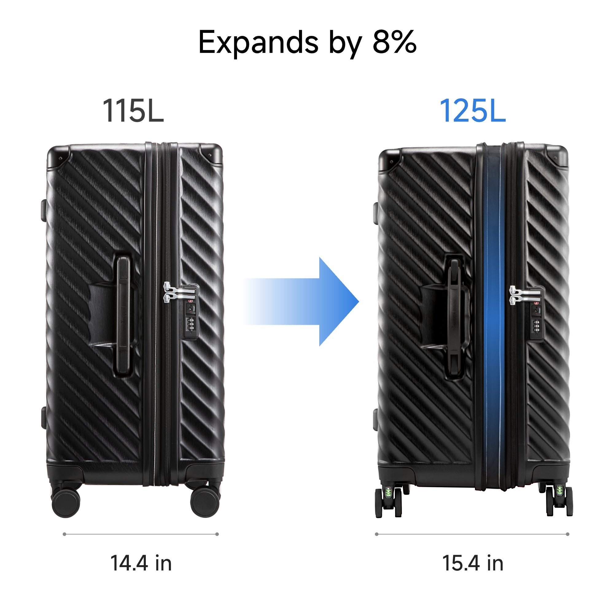 Expandable check-in trunk luggage for more packing room 