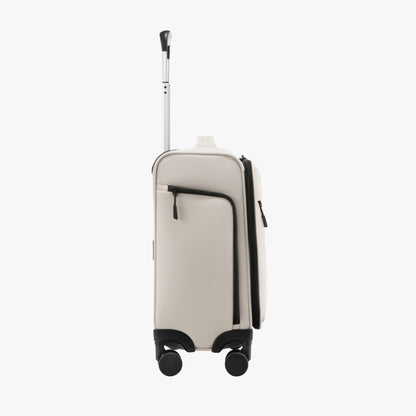 LUGGEX 16-inch underseat carry-on luggage with front pocket, lightweight travel suitcase designed to fit under airplane seats. #color-beige