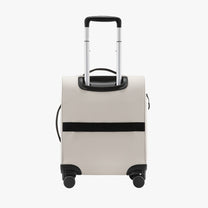 Back view of LUGGEX 16-inch lightweight underseat carry-on with luggage sleeve strap that slides over suitcase handles for convenient airport travel.
