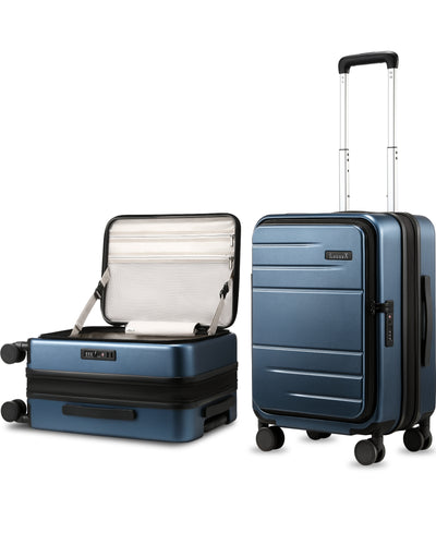 luggex-flo-lite-20-inch-blue-carry-on-luggage-front-opening
