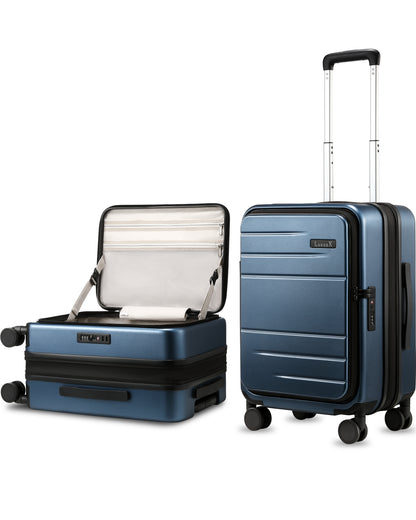 luggex-flo-lite-20-inch-blue-carry-on-luggage-front-opening
