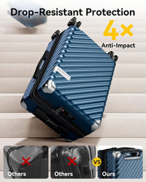 Durable 100% Polycarbonate Hard-Shell Luggage Set with Aluminum Frame | Impact-Resistant Suitcase Undergoing Staircase Drop Test for Scratch & Damage Resistance
