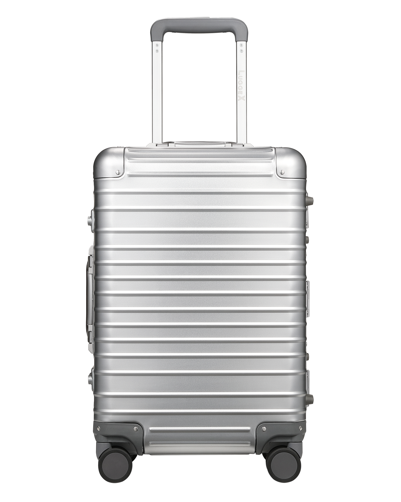 Aluminum Zipperless Carry-On Luggage with Reinforced Corner Protectors, Stylish Front-View Design for Modern Travel Essentials
#color_silver