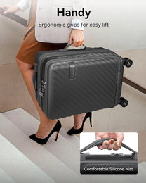 carry-on luggage internal organization with multiple compartments, TSA-approved lock, and padded pockets for secure storage of travel essentials. Optimized space, durable fabric lining, and lightweight design for efficient packing.
