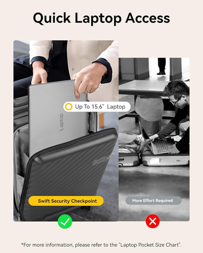 Carry-On Luggage Front Pocket: TSA-friendly quick-access compartment for laptop, airport security & business travel convenience
