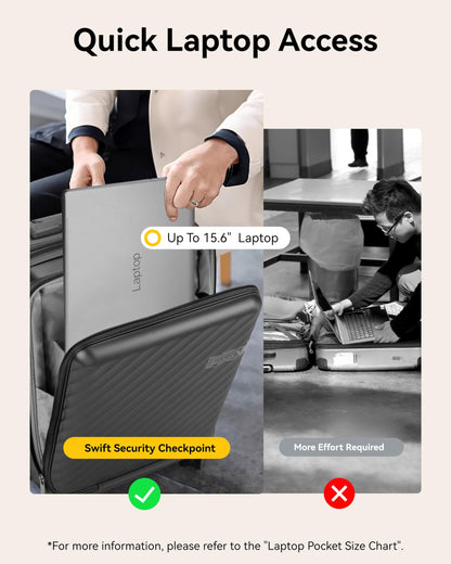 Carry-On Luggage Front Pocket: TSA-friendly quick-access compartment for laptop, airport security & business travel convenience
