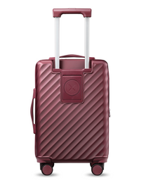 Red Lightweight carry-on luggage with 360° spinner wheels, TSA-approved lock, and durable polycarbonate shell for airline-compliant travel.
