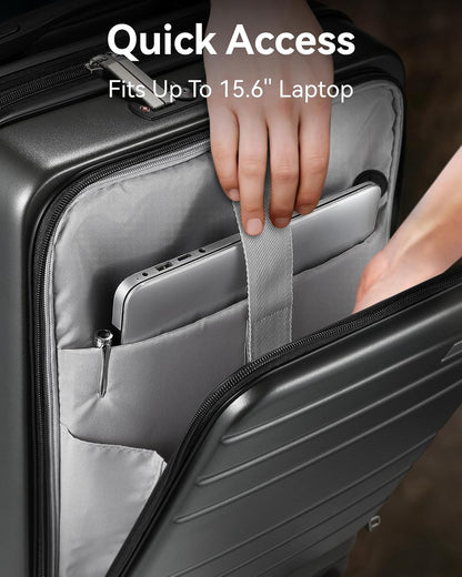Luggage 22x14x9 with Front Pocket for Fast Laptop Access, TSA-Approved Airport Travel Essentials for Efficient Trips
