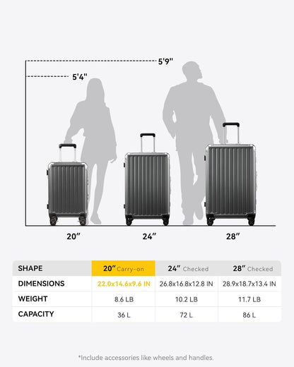 Zipperless Aluminum Luggage - Durable Gift-Ready Travel Bag with Secure Closure & Compact Size for Effortless Trips 