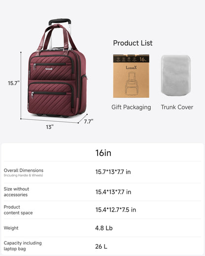 Luggex UDK Core| Underseat Carry On with Wheel | 16 Inch Dark Scarlet a589264f558dee9a84cffc0bd324be59_8a9de24c-0550-48d7-85bc-9de79866fa58