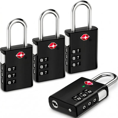 LUGGEX TSA Approved Keyless Luggage Locks | 4-Digit Combination, 4 Packs