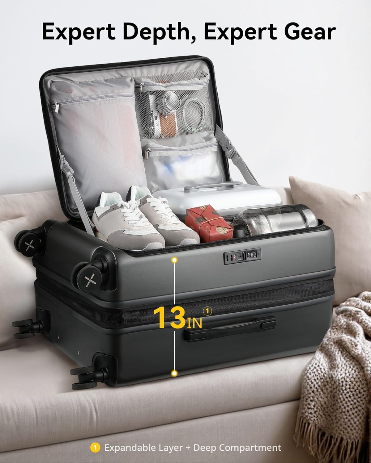 LUGGEX Smart Luggage Set | Front-Opening for Quick Access with USB Port (20/28)