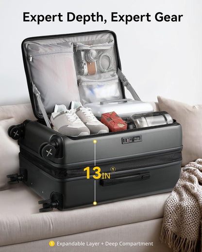 LUGGEX Smart Luggage Set | Front-Opening for Quick Access with USB Port (20/28)