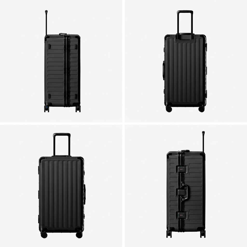 100% polycarbonate hard shell, and reinforced aluminum frame for durable protection and long-term travel use. #3:7 Trunk Structure for Deep Packing
The LUGGEX zipperless aluminum-frame 30-inch check-in suitcase with 100% polycarbonate hard shell, concentrates most of its capacity on the deeper main side, making bulky items easier to pack for extended trips.
#color_black 