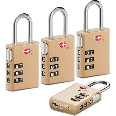 LUGGEX TSA Approved Keyless Luggage Locks | 4-Digit Combination, 4 Packs