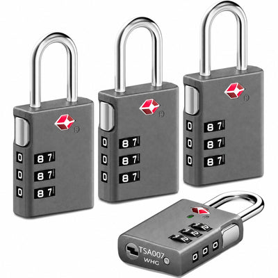 LUGGEX TSA Approved Keyless Luggage Locks | 4-Digit Combination, 4 Packs