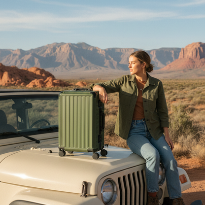 ZX Bigger Carry-on 21'' & Packing Cube Set | Zipperless Aluminum Frame, TSA Lock） Olive-green image_23