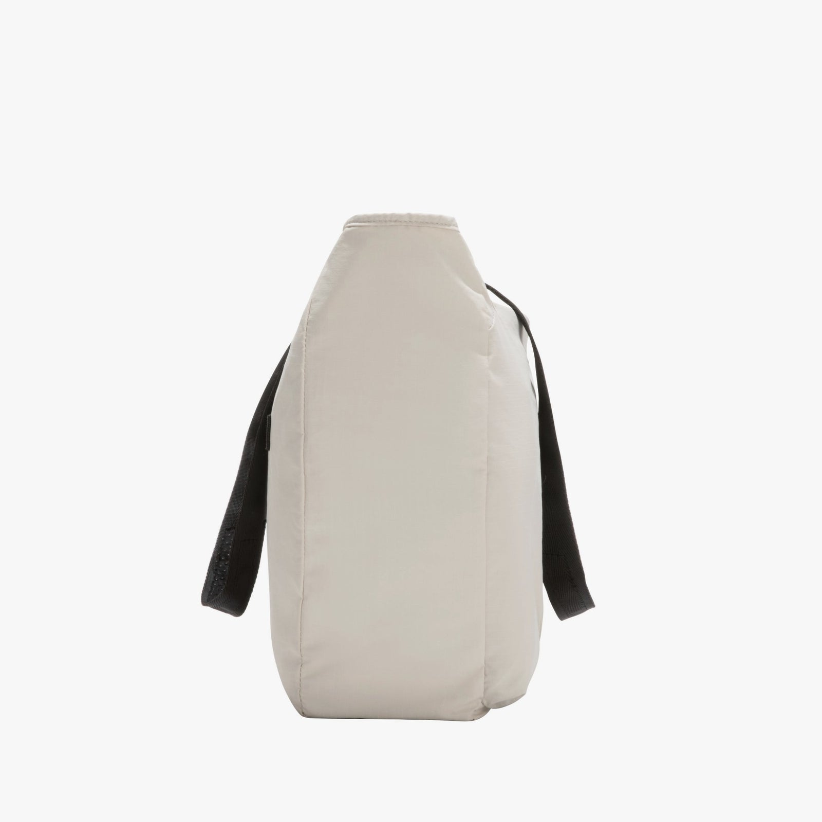 LUGGEX 15.6” black structured laptop tote bag, side view showing depth and profile. 
